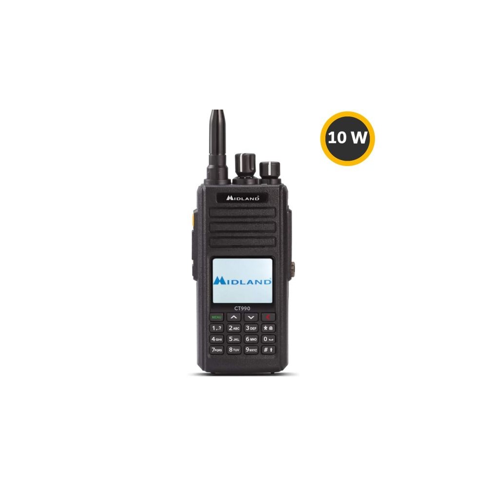 Midland CT990-EB - PTI
Radio UHF/VHF avec haute puissance d'émission 10W, Batterie haute capacité, certifiée IP67, PTI